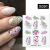 Harunouta Cool Geometrics Pattern Water Decals Stickers Flower Leaves Slider For Nails Spring Summer Nail Art Decoration DIY