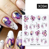 Harunouta Cool Geometrics Pattern Water Decals Stickers Flower Leaves Slider For Nails Spring Summer Nail Art Decoration DIY