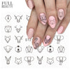 Black Animal Geometry Nail Water Decals Deer Fox Pig  Slider Sticker Nail Designs DIY Polish Manicure Accessory
