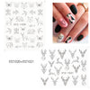 Black Animal Geometry Nail Water Decals Deer Fox Pig  Slider Sticker Nail Designs DIY Polish Manicure Accessory