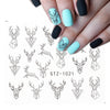 Black Animal Geometry Nail Water Decals Deer Fox Pig  Slider Sticker Nail Designs DIY Polish Manicure Accessory
