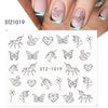 Black Animal Geometry Nail Water Decals Deer Fox Pig  Slider Sticker Nail Designs DIY Polish Manicure Accessory