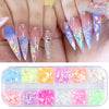 3D Fluorescent Nail Glitter Flakes Set Holographic Powder Sequins Paillette Manicure Nail Art Pigment Decoration Tools