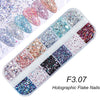 3D Fluorescent Nail Glitter Flakes Set Holographic Powder Sequins Paillette Manicure Nail Art Pigment Decoration Tools