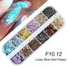 3D Fluorescent Nail Glitter Flakes Set Holographic Powder Sequins Paillette Manicure Nail Art Pigment Decoration Tools