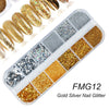 3D Fluorescent Nail Glitter Flakes Set Holographic Powder Sequins Paillette Manicure Nail Art Pigment Decoration Tools