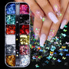 3D Fluorescent Nail Glitter Flakes Set Holographic Powder Sequins Paillette Manicure Nail Art Pigment Decoration Tools