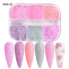 3D Fluorescent Nail Glitter Flakes Set Holographic Powder Sequins Paillette Manicure Nail Art Pigment Decoration Tools