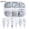 3D Fluorescent Nail Glitter Flakes Set Holographic Powder Sequins Paillette Manicure Nail Art Pigment Decoration Tools