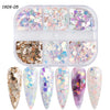 3D Fluorescent Nail Glitter Flakes Set Holographic Powder Sequins Paillette Manicure Nail Art Pigment Decoration Tools