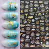 Summer Tropical Beach Coconut Tree Slippers 3D Nail Sticker Leaves Shell Transfer Decals Slider Decoration Manicures