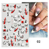 Black White Butterfly 3D Nails Sticker Geometry Decals Flower Gold DIY Decals Designs For Nail Art Manicures Decorations Salon