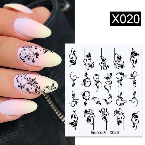 36 Styles Nail Sticker Black Flower/Lace/Letter Gel Polish Slider Accessories Nail Art Decals