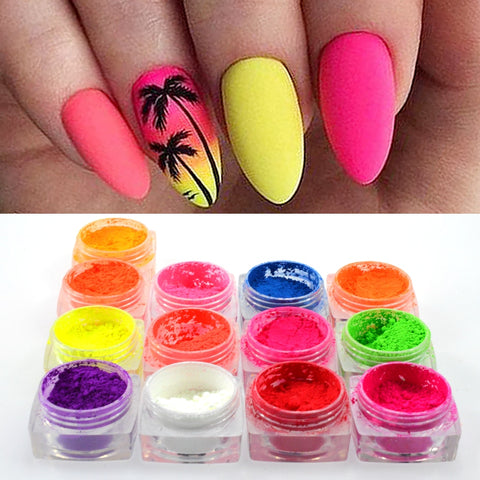 Neon Pigment Powder Fluorescence Nail Glitter Summer Charming Dust DIY Manicure Nail Art Paillettes Decoration
