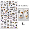 Summer Tropical Beach Coconut Tree Slippers 3D Nail Sticker Leaves Shell Transfer Decals Slider Decoration Manicures