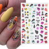 Summer Tropical Beach Coconut Tree Slippers 3D Nail Sticker Leaves Shell Transfer Decals Slider Decoration Manicures