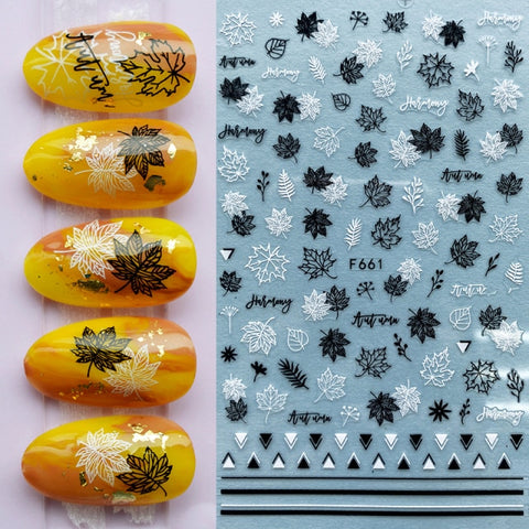 Summer Bronzing Leaf 3D Nail Sticker Holographics Tropical Leaves Tree Birds Transfer Decals Slider For Nails DIY Decoration