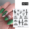Harunouta Black Lines Flower Leaves Water Decals Stickers Floral Face Marble Pattern Slider For Nails Summer Nail Art Decoration