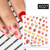 Harunouta Black Lines Flower Leaves Water Decals Stickers Floral Face Marble Pattern Slider For Nails Summer Nail Art Decoration