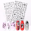 Sexy Lady Shaped 3D Nail Stickers Character Face Image Leaves Flower Decals Slider Black White DIY Nail Art Decorarion