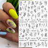 Sexy Lady Shaped 3D Nail Stickers Character Face Image Leaves Flower Decals Slider Black White DIY Nail Art Decorarion