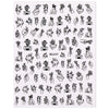 Sexy Lady Shaped 3D Nail Stickers Character Face Image Leaves Flower Decals Slider Black White DIY Nail Art Decorarion