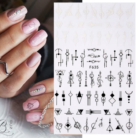 Sexy Lady Shaped 3D Nail Stickers Character Face Image Leaves Flower Decals Slider Black White DIY Nail Art Decorarion