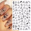 Sexy Lady Shaped 3D Nail Stickers Character Face Image Leaves Flower Decals Slider Black White DIY Nail Art Decorarion