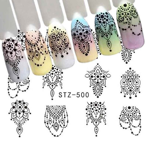 1 Sheet Nail Sticker Decals Waterproof Art Letter Flower Geometry Butterfly  Pattern Nail Sticker DIY Nail Art Decoration