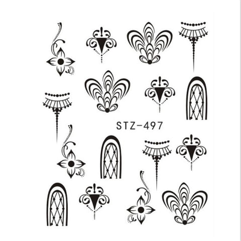 1 Sheet Nail Sticker Decals Waterproof Art Letter Flower Geometry Butterfly  Pattern Nail Sticker DIY Nail Art Decoration