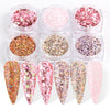 Mixed Rose Gold Nail Glitter Set Holographic Mirror Hexagon Sequin Flakes
