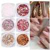 Mixed Rose Gold Nail Glitter Set Holographic Mirror Hexagon Sequin Flakes