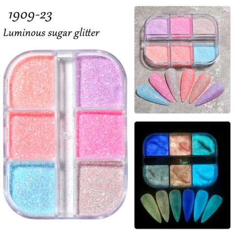 Nail Art Sugar Powder Shiny Candy Nail Chrome Pigment Dust Pink Blue Green Glitter Chrome Powder Sequin Manicure Decor