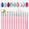 Multiple Nail Art Brush Design Tip Drawing Carving Dotting Nail Pen Builder Flat Liner Acrylic Gel Polish Tool Manicure