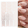 Rose Gold Striping Tape Nail Design Stripe Lines Geometry 3D Slider for Nails Gel Polish Sticker Decals for Manicure