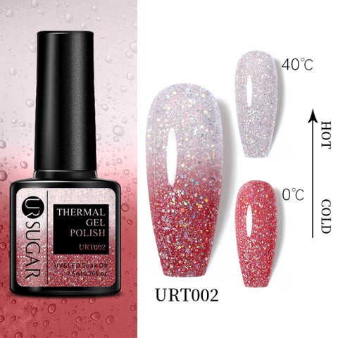 UR SUGAR 7.5ml Thermal 3-layers Color Changing UV Gel Polish Shimmer Glitter Nail Gel Polish Soak Off Nail Art Gel Varnishes