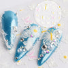 1PC White 5D Acrylic Engraved Flower Nail Sticker Embossed Lace Butterfly Decals Sliders Japanese Nail Art Decoration Tip