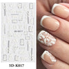 1PC White 5D Acrylic Engraved Flower Nail Sticker Embossed Lace Butterfly Decals Sliders Japanese Nail Art Decoration Tip