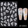 1PC White 5D Acrylic Engraved Flower Nail Sticker Embossed Lace Butterfly Decals Sliders Japanese Nail Art Decoration Tip