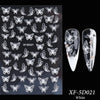 1PC White 5D Acrylic Engraved Flower Nail Sticker Embossed Lace Butterfly Decals Sliders Japanese Nail Art Decoration Tip