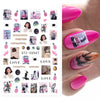Fire Flame Nail Art Stickers 3D Pink Black Design Adhesive Slider Foils Blue DIY Wraps Summer Decoration Decals