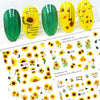 Nails Sunflower Stickers Nail Art Water Decals Butterfy Spring Floral Manicure Decoration Wraps