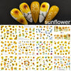Nails Sunflower Stickers Nail Art Water Decals Butterfy Spring Floral Manicure Decoration Wraps