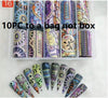 10 Rolls/Bag Holograp Luxury Logo Nail Transfer Foil 4*50CM  Designer Watermark Decals  Manicure Decoration