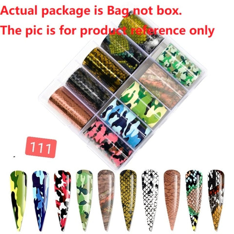 10 Rolls/Bag Holograp Luxury Logo Nail Transfer Foil 4*50CM  Designer Watermark Decals  Manicure Decoration