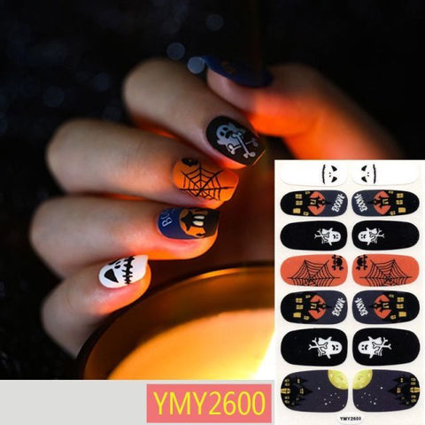 Halloween Nail Art Stickers Festival Pumpkin Wraps Waterproof Full DIY Manicure Accessories Holiday Party Stickers Nail Decal