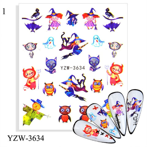 1 Sheet Halloween Nail Stickers Water Transfer Self Adhesive Nail Art Tattoo Big Lips/palms Decals for DIY Nail Art Decor Wraps