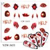 1 Sheet Halloween Nail Stickers Water Transfer Self Adhesive Nail Art Tattoo Big Lips/palms Decals for DIY Nail Art Decor Wraps