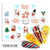 Watermark Cartoon Christmas Nail Adhesive Stickers Santas Snowman Tree Winter Xmas Nail Art Manicure Decoration Tip