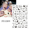 Black Snake 3D Nail Art Decals Sticker Halloween Eyes Clown Blood Scratches Adhesive Polish Slider Nail Tattoo
